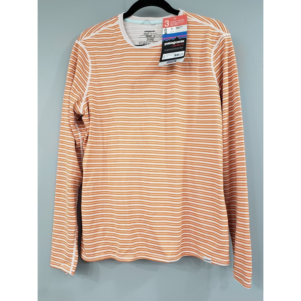 NEW Patagonia Stripe Capilene 3 Midweight Crew Long Sleeve Base-layer Shirt XL